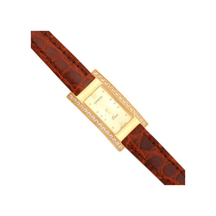 Złoty zegarek damski pasek Zv136-brązowy