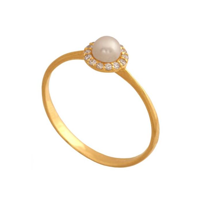 Złoty pierścionek z perłą REN-29942