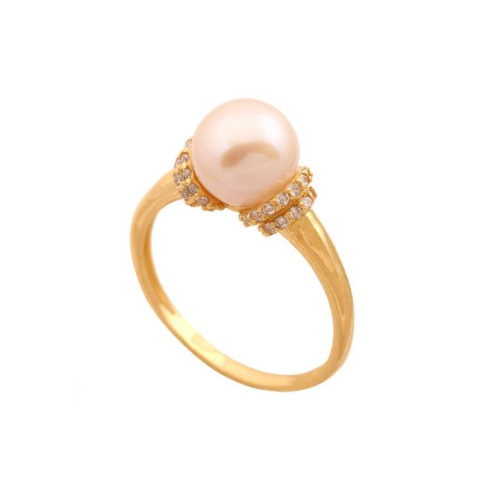 Złoty pierścionek z perłą REN-35090