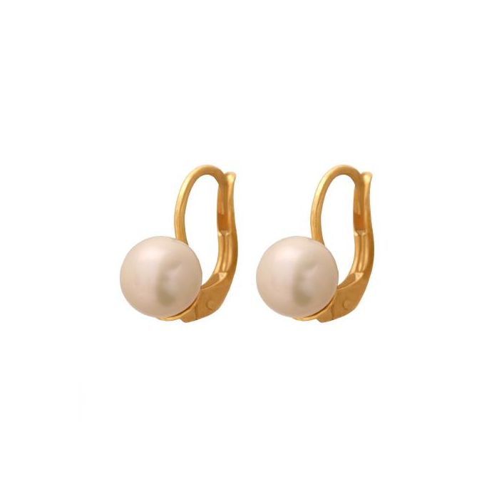 Złote kolczyki z perłami. Rodium-36014