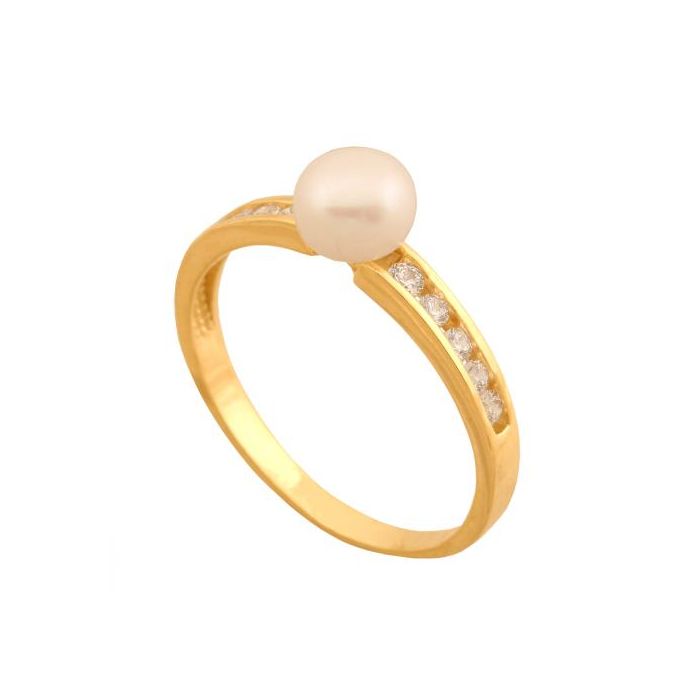 Złoty pierścionek z perłą REN-42971