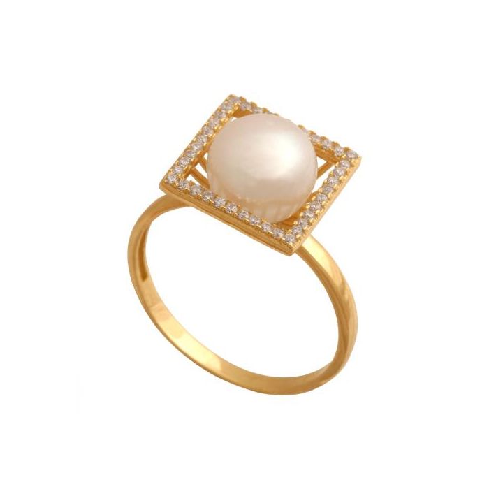 Złoty pierścionek z perłą REN-44981