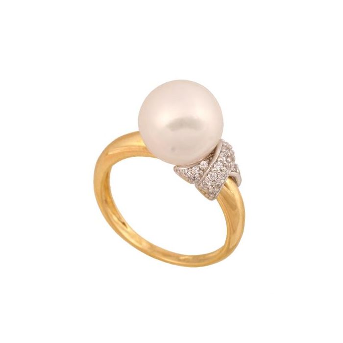 Złoty pierścionek z perłą REN-48037
