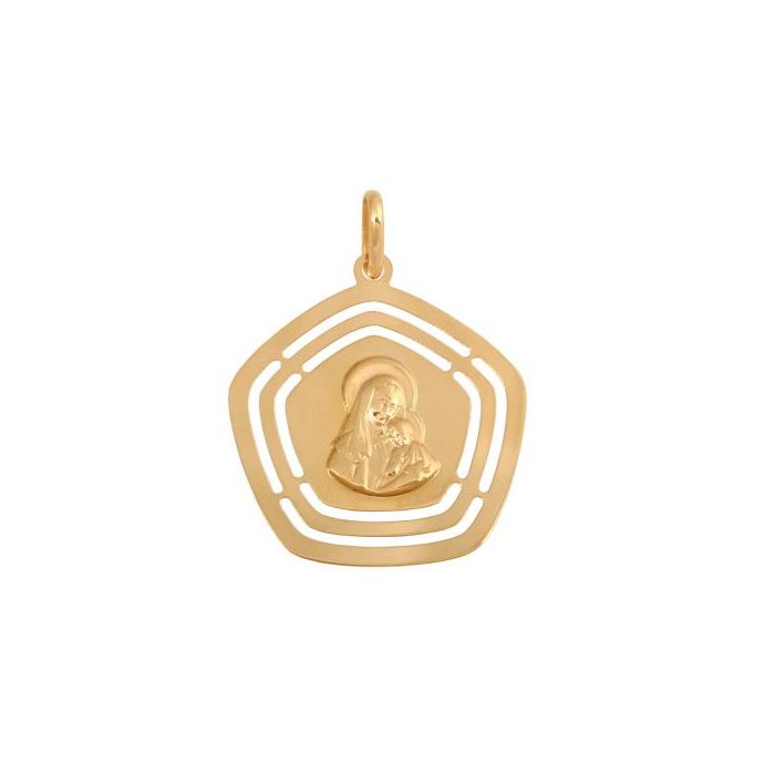 Złoty medalik Matka Boska z dzieciątkiem REN-48665