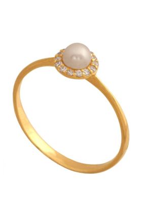 Złoty pierścionek z perłą REN-29942