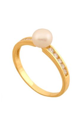 Złoty pierścionek z perłą REN-42841